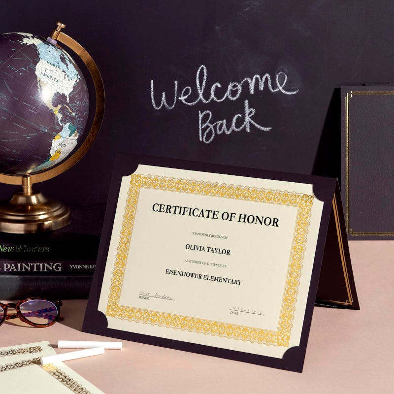 Gartner Studios Certificate Kit, Includes 6 8.5" x 11" Black with Gold Detail Certificate Holders - Image 2